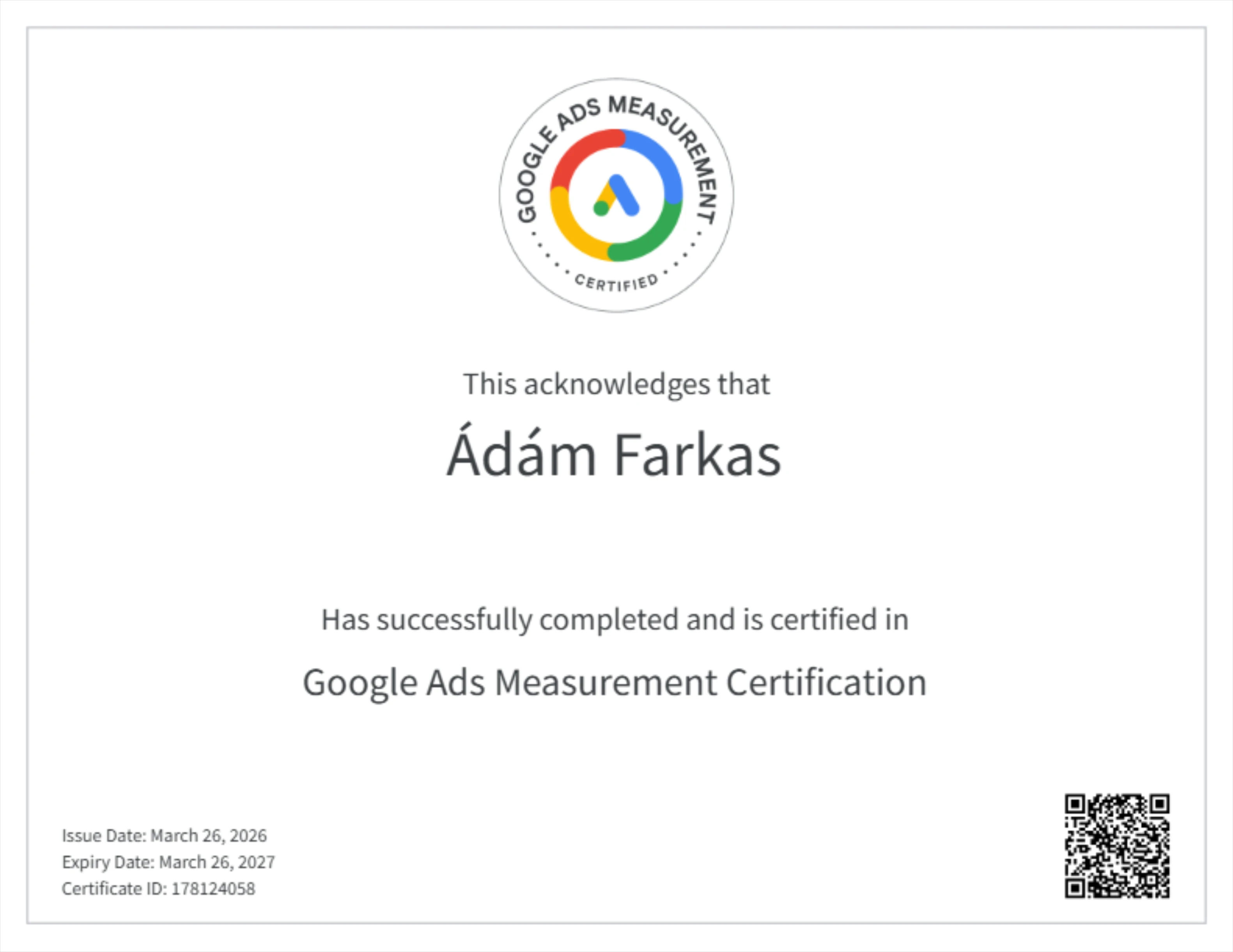 Google Ads Measurement Certification — Google
